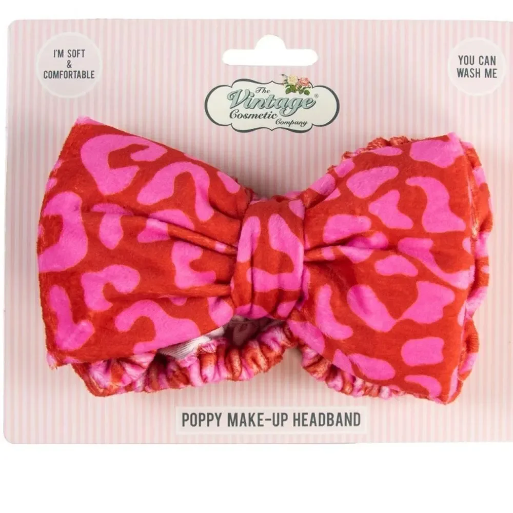 The Vintage Cosmetics Company Poppy Makeup Headband red & pink leopard SO SOFT!